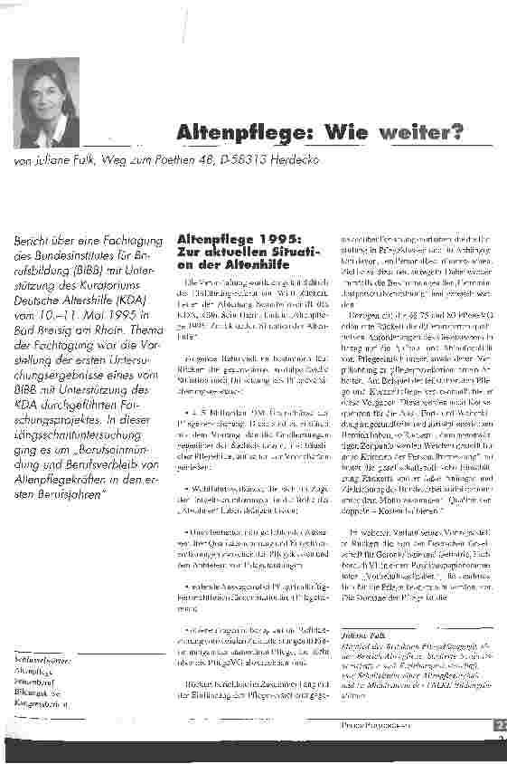 Vorschauseite 1: Altenpflege: Wie weiter?