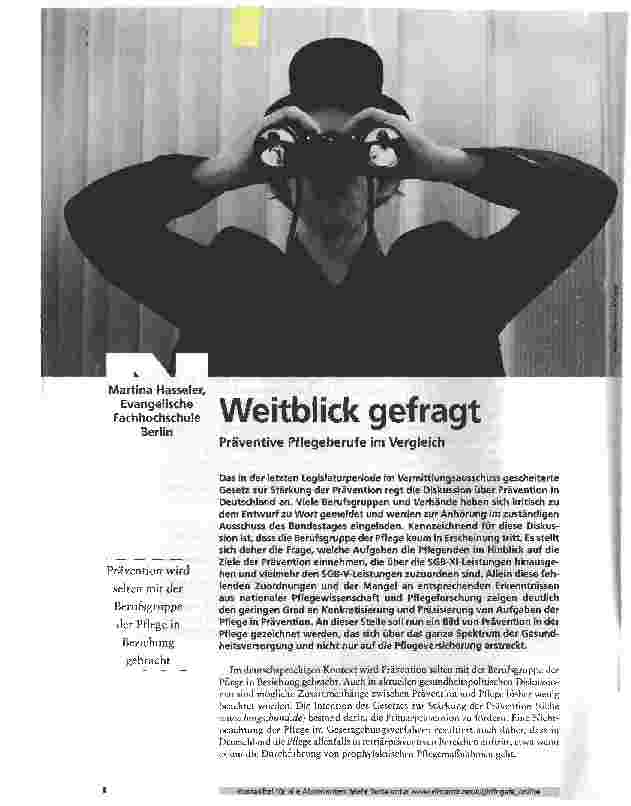 Vorschauseite 1: Weitblick gefragtPräventive Pflegeberufe im Vergleich