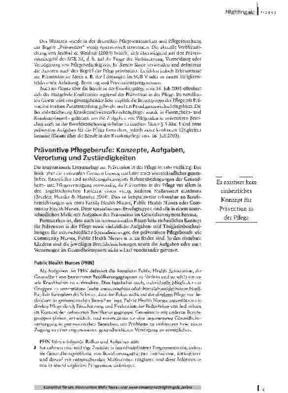 Vorschauseite 2: Weitblick gefragtPräventive Pflegeberufe im Vergleich