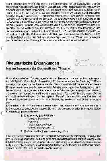 Vorschauseite 1: Rheumatische Erkrankungen Neue Tendenzen der Diagnostik und Therapie