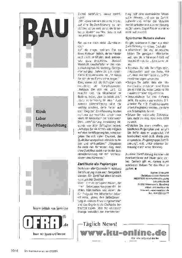 Vorschauseite 5: Qualitätszertifikate - sinnvoll oder überflüssig? Was bleibt von einer externen Überprüfung außer dem Stapel Papier?