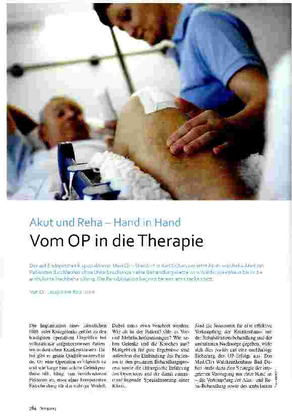 Vorschauseite 1: Vom OP in die Therapie