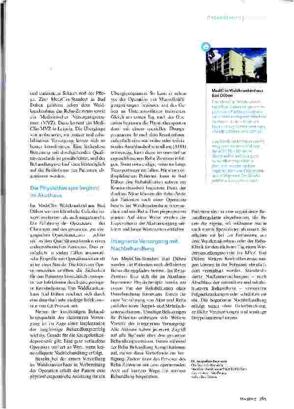 Vorschauseite 2: Vom OP in die Therapie
