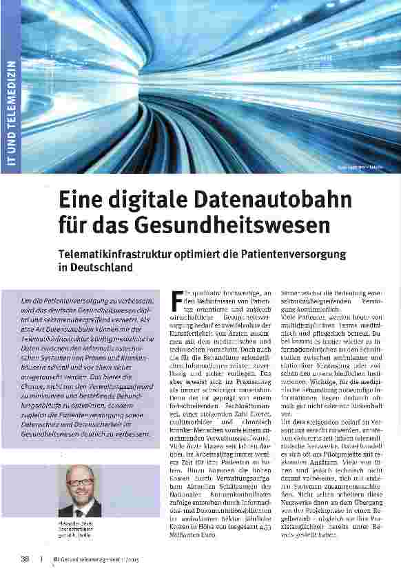 Vorschauseite 1: Eine digitale Datenautobahn für das Gesundheitswesen