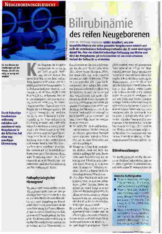 Vorschauseite 1: Bilirubinämie des reifen Neugeborenen