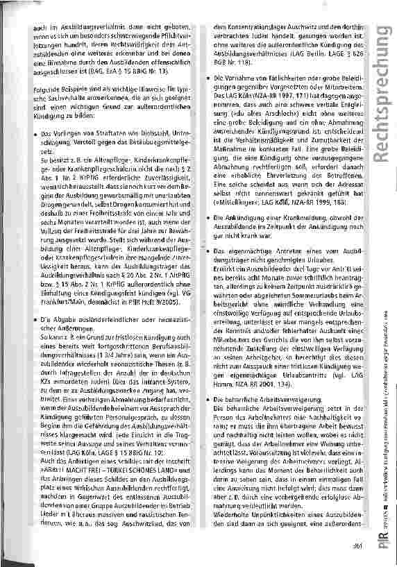 Vorschauseite 5: Außerordentliche Kündigung eines Berufsausbildungsverhältnisse wegen Privattelefonaten