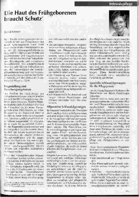 Vorschauseite 1: Die Haut des Frühgeborenen braucht Schutz