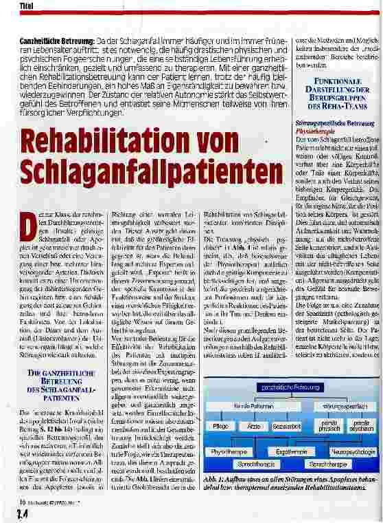 Vorschauseite 1: Rehabilitation von Schlaganfallpatienten Ganzheitliche Betreuung