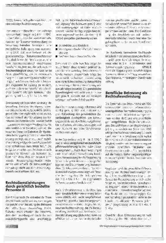 Vorschauseite 2: Regelungen zur Berufsbetreuung im Rechtsdienstleistungsgesetz