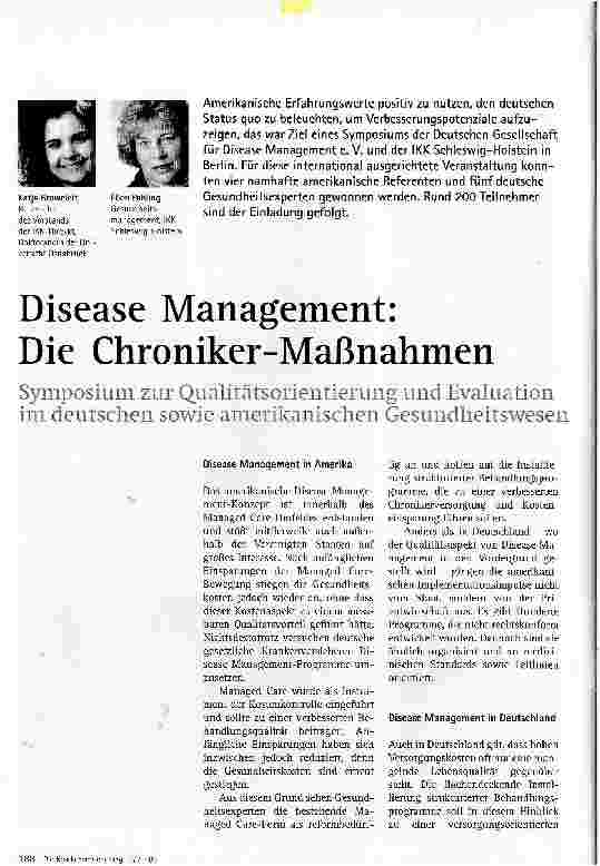 Vorschauseite 1: Disease Management: Die Chroniker-Maßnahmen