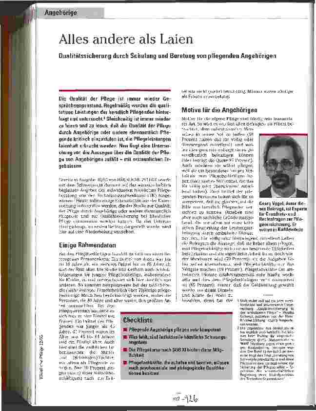 Vorschauseite 1: Alles andere als Laien Qualitätssicherung durch Schulung und Beratung von pflegenden Angehörigen