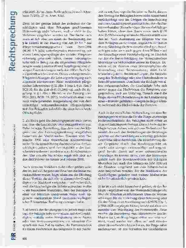 Vorschauseite 3: Zur Pflicht des Trägers eines Pflegeheims, die körperliche Unversehrtheit der Heimbewohner zu schützen