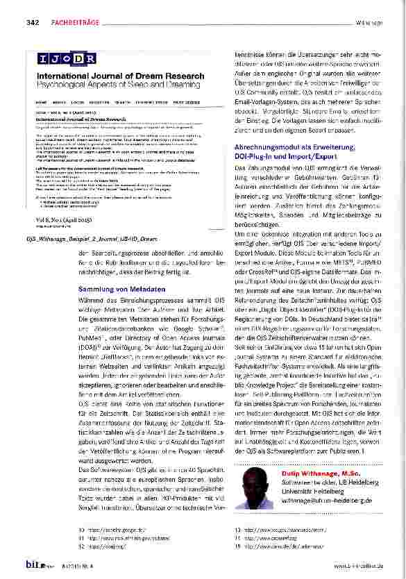 Vorschauseite 3: Seit seiner Einführung vor etwa 15 Jahren hat sich Open Journal Systems (OJS) zu einem Standard für die Publikation und Verwaltung elektronischer Fachzeitschriften entwickelt.