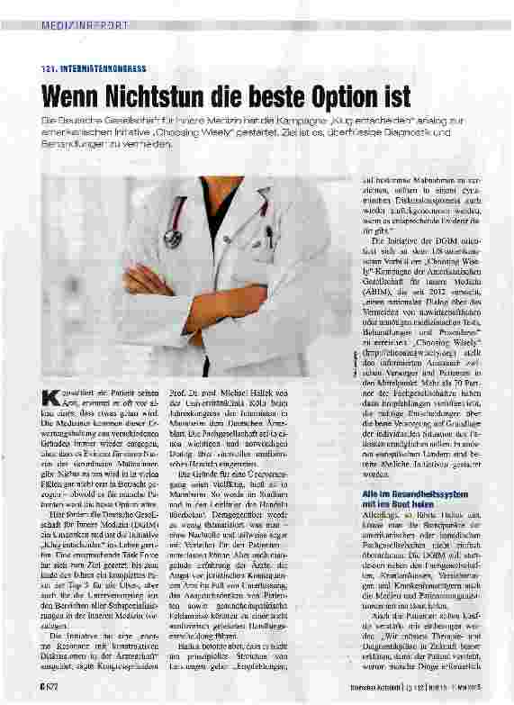 Vorschauseite 1: 121. INTERHISTENKONGRESS Wenn Nichtstun die beste Option ist