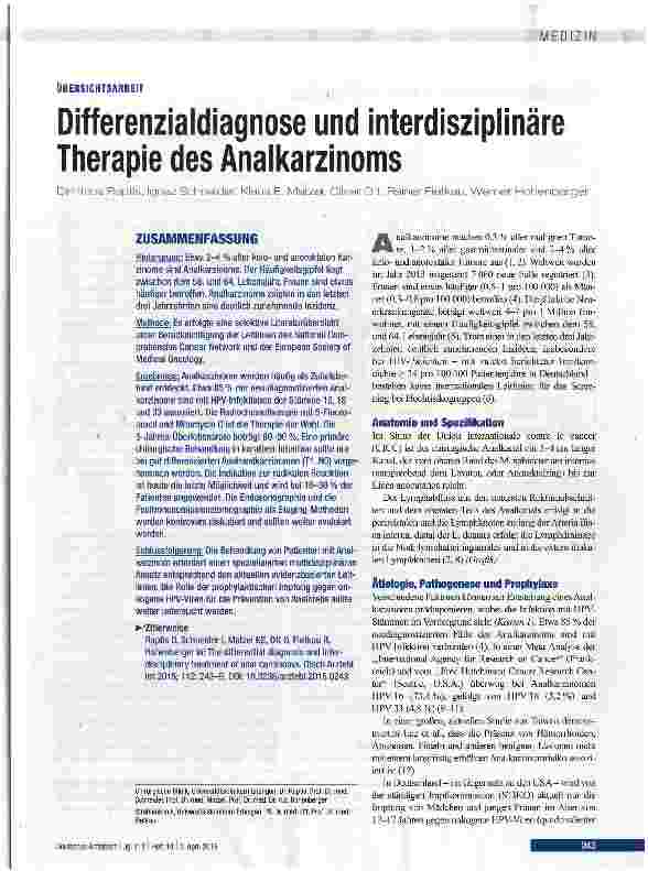 Vorschauseite 1: Differenzialdiagnose und interdisziplinäre Therapie des Analkarzinoms
