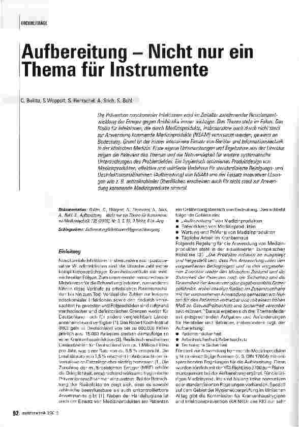 Vorschauseite 1: Aufbereitung - Nicht nur ein Thema für Instrumente