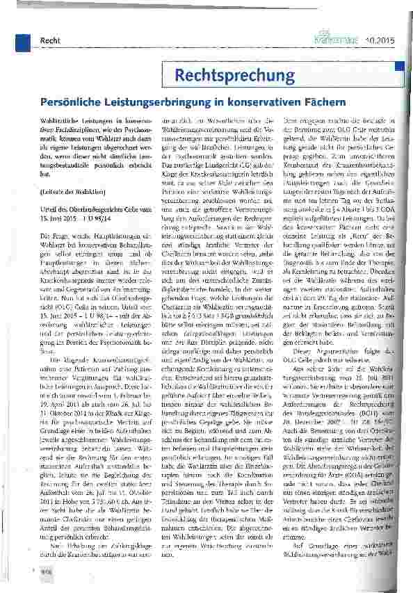 Vorschauseite 1: Persönliche Leistungserbringung in konservativen Fächern