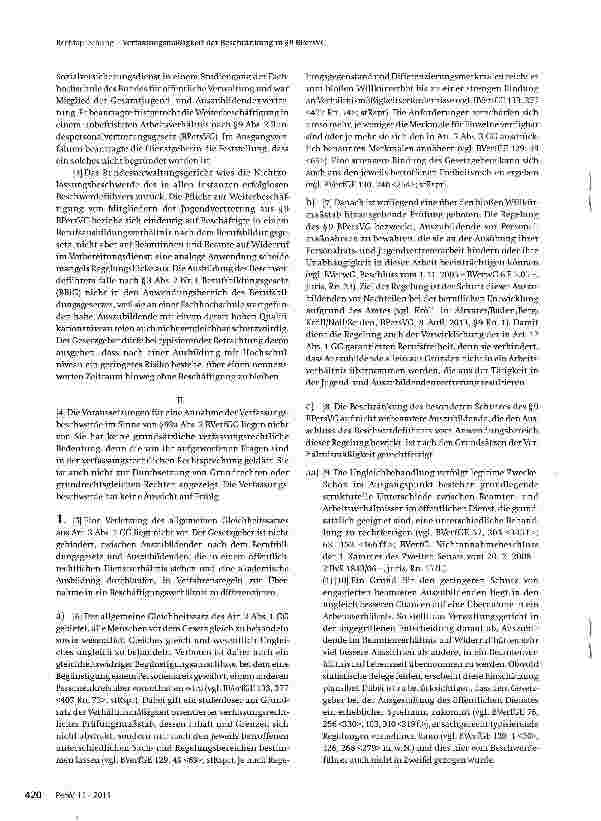 Vorschauseite 2: Verfassungsmäßigkeit der Beschränkung in §9 BPersVG