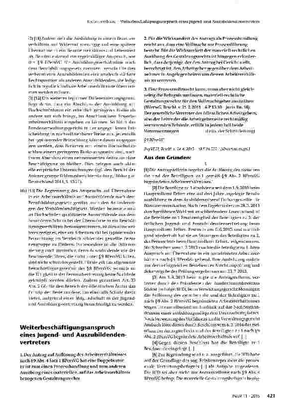 Vorschauseite 3: Verfassungsmäßigkeit der Beschränkung in §9 BPersVG