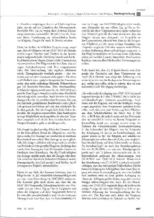 Vorschauseite 5: Androhung der zukünftigen Arbeitsunfähigkeit als Grund für eine fristlose KündigungKSchG § 1 Abs. 2, § 4 Satz 1, § 7; BGB § 626 Abs. 1