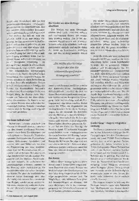 Vorschauseite 2: Integrierte Versorgung. Was sie soll und was sie kann