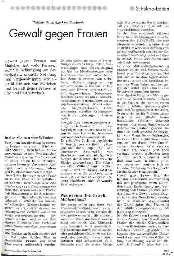Vorschauseite 1: Gewalt gegen Frauen