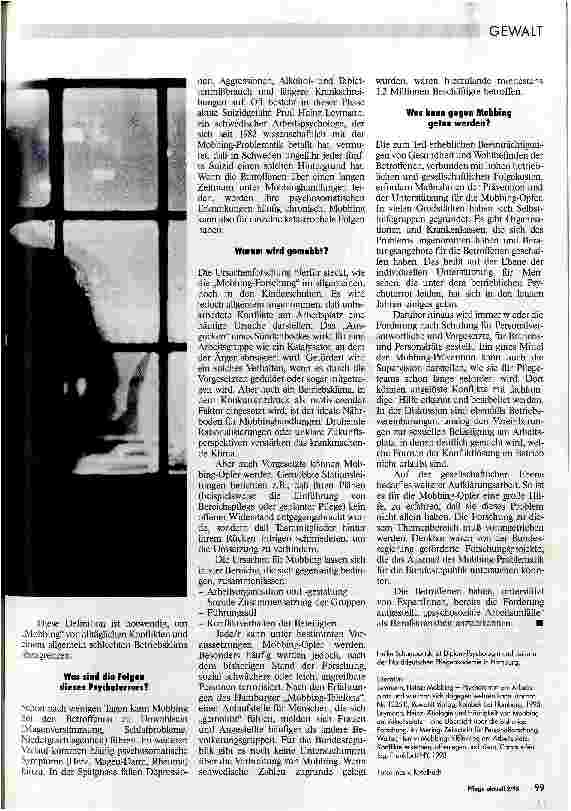 Vorschauseite 2: Mobbing- Wenn die Arbeit zur Hölle wird Die alltägliche Aggression am Arbeitsplatz