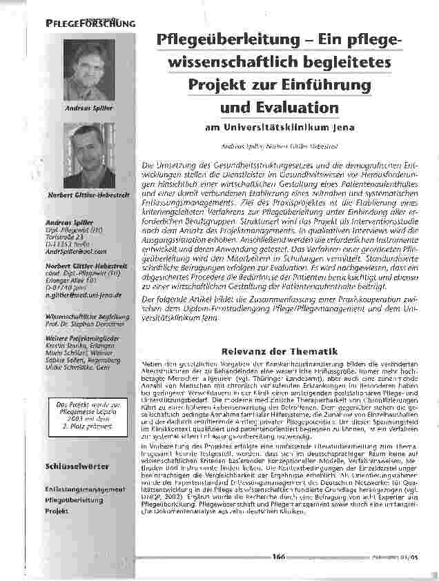 Vorschauseite 1: Pflegeüberleitung - Ein pflegewissenschaftlich begleitetes Projekt zur Einführung und Evaluation