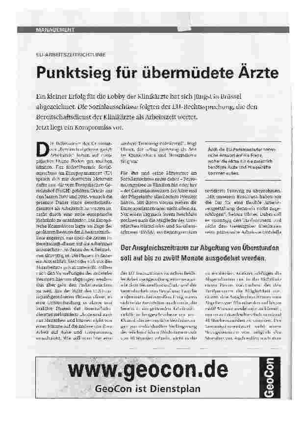 Vorschauseite 1: Punktsieg für übermüdete Ärzte