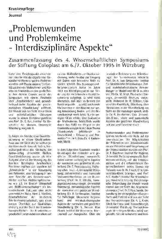Vorschauseite 1: Problemwunden und Problemkeime - Interdisziplinäre Aspekte