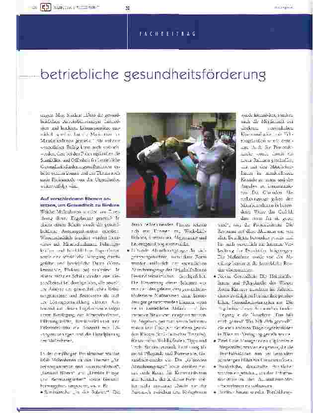 Vorschauseite 2: Verbesserungen des gesundheitsbewusstseins und -verhaltensmodellprojekt: betriebliche gesundheitsförderung in der mobilen pflege und betreuung
