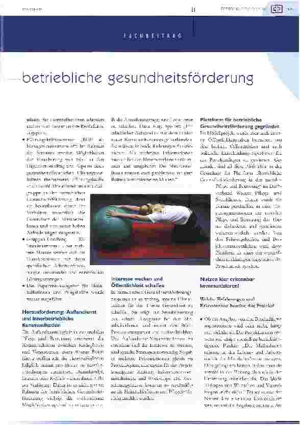 Vorschauseite 3: Verbesserungen des gesundheitsbewusstseins und -verhaltensmodellprojekt: betriebliche gesundheitsförderung in der mobilen pflege und betreuung
