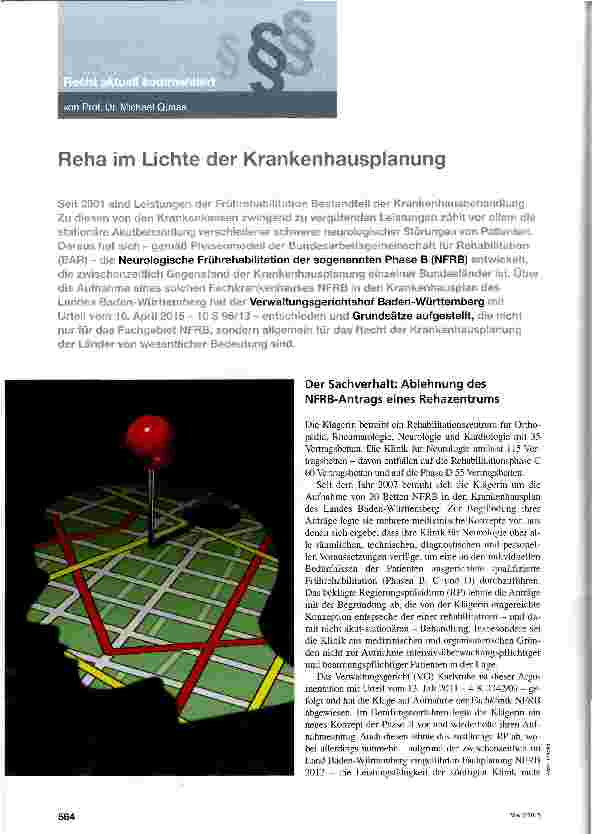Vorschauseite 1: Reha im Lichte der Krankenhausplanung