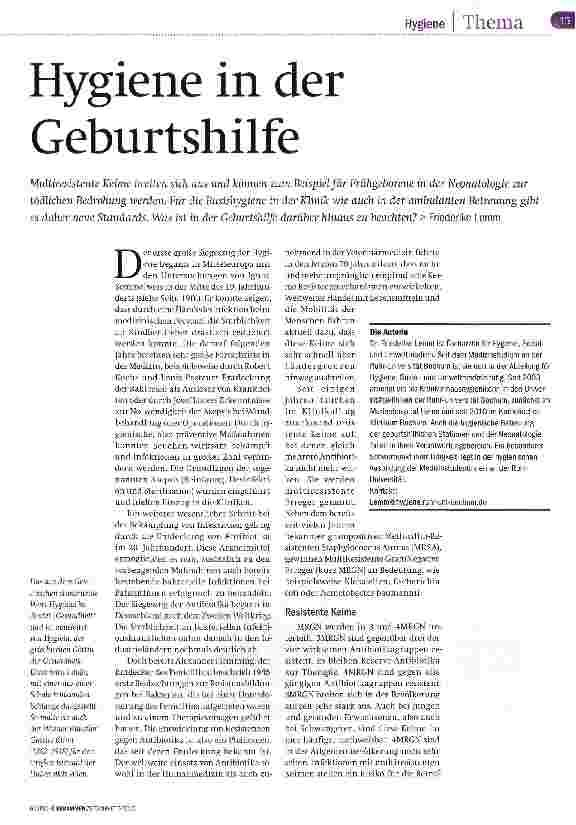 Vorschauseite 2: Hygiene in der Geburtshilfe