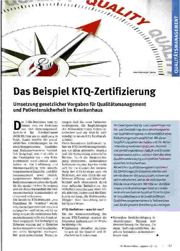 Vorschauseite 1: Das Beispiel KTQ-Zertifizierung