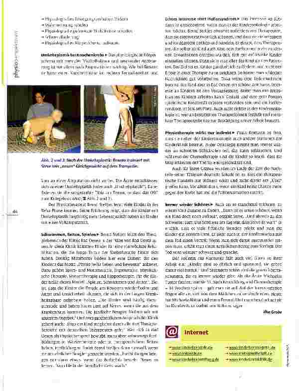 Vorschauseite 3: Physiotherapie in der Kinderonkologie Kein Kinderspiel