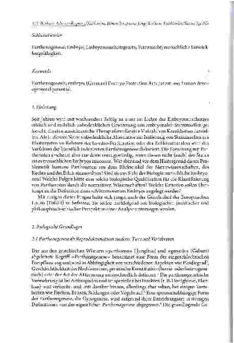 Vorschauseite 2: Sind Parthenoten Embryonen? Zur biologischen und normativen Einordnung von menschlichen Parthenoten