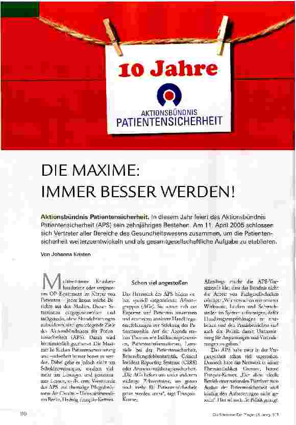 Vorschauseite 1: DIE MAXIME: IMMER BESSER WERDEN!
