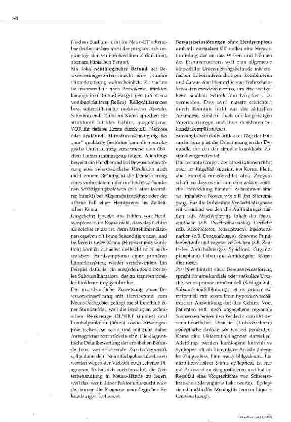 Vorschauseite 2: Bewusstseinsstörungen: Differentialdiagnose und Ursachen