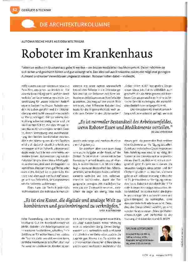 Vorschauseite 1: Roboter im Krankenhaus