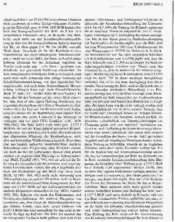 Vorschauseite 2: Reichweite des § 1357 I BGB bei privater KrankenhausbehandlungOLG Köln, Urteil vom 7. Oktober 1998 - 5 U 174/97