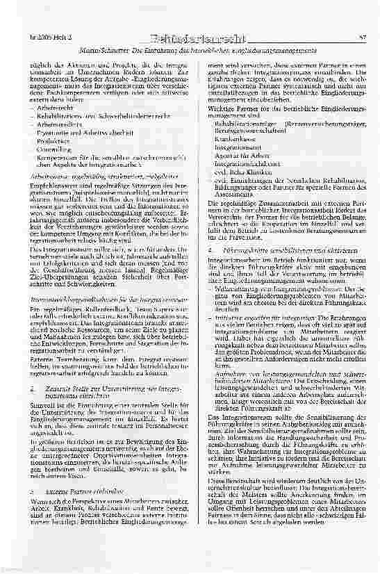 Vorschauseite 6: Die Einführung des betrieblichen Eingliederungsmanagements -Erste Erfahrungen aus der Praxis