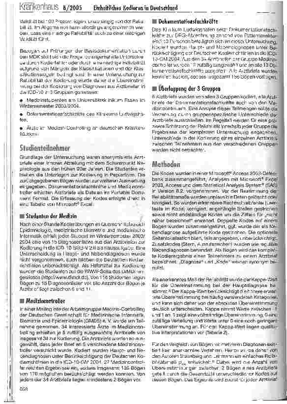 Vorschauseite 2: Einheitliches Kodieren in Deutschland: Wunsch und Wirklichkeit