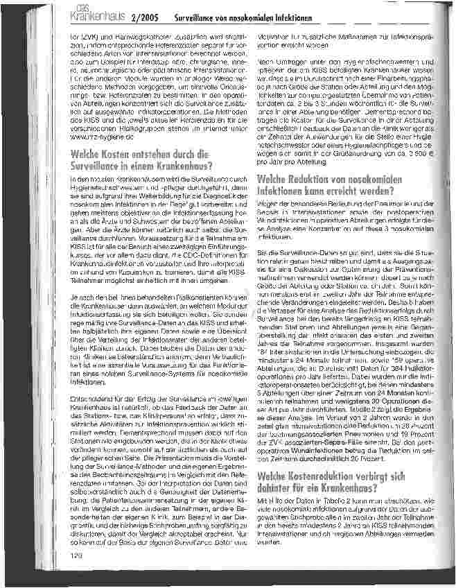 Vorschauseite 2: Surveillance von nosokomialen Infektionen mit dei Krankenhaus-Infektions-Surveillance-System (KIS lohnt sich