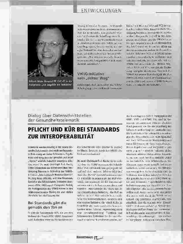 Vorschauseite 1: Dialog über Datenschnittstellen der GesundheitstelematikPFLICHT UND KÜR BEI STANDARDS ZUR INTEROPERABILITÄT