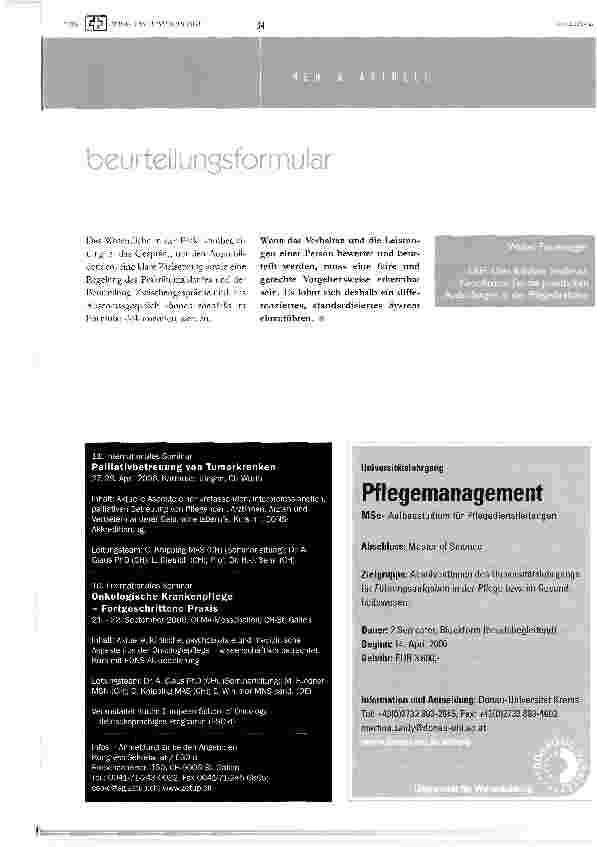 Vorschauseite 3: entwicklung eines formulars zur beurteilung der praktika in der ausbildung der gesundheitsund krankenpflege