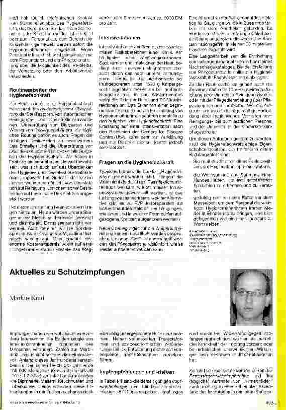 Vorschauseite 2: Aufgaben der Hygienefachschwester in der Kinderklinik
