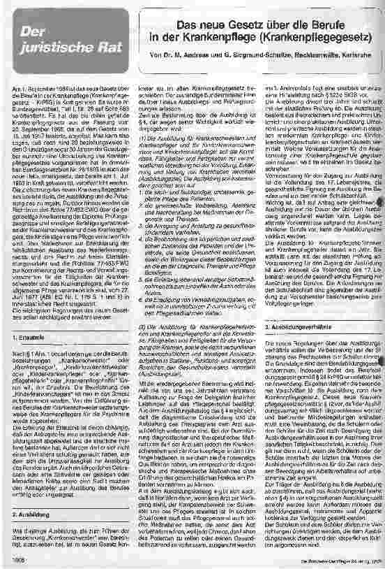 Vorschauseite 1: Das neue Krankenpflegegesetz Das neue Gesetz über die Berufe in der Krankenpflege