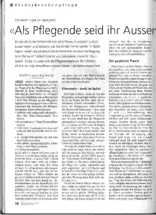 Vorschauseite 1: Als Pflegende seid ihr Aussenstehende