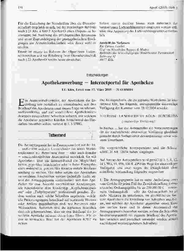 Vorschauseite 1: Apothekenwerbung - Internetportal für Apotheken